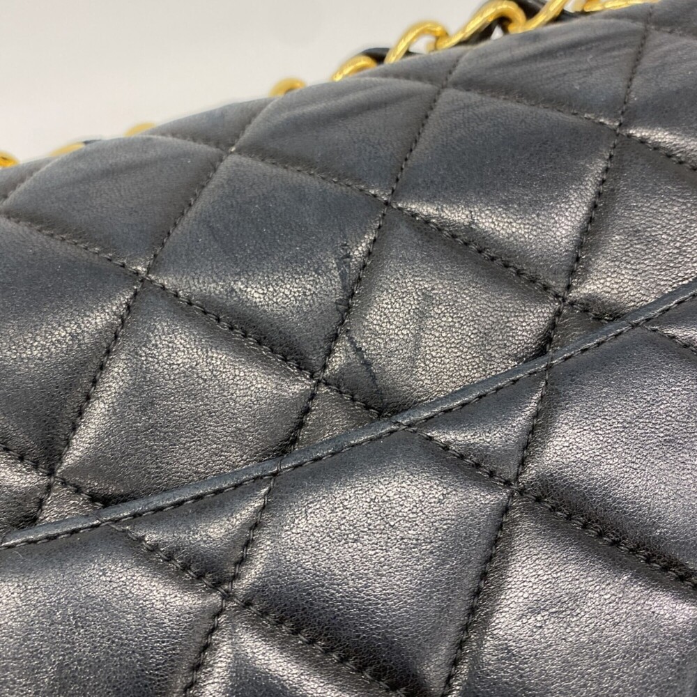 Chanel Shoulder Bag, Large Matelassé, Double Chain, Lambskin, Black, Women's - Picture 10 of 13